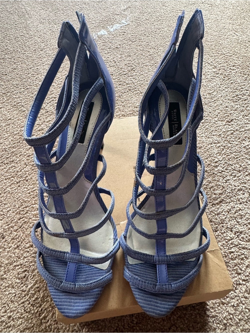 White House Black Market Blue Strappy High Heel Sandals